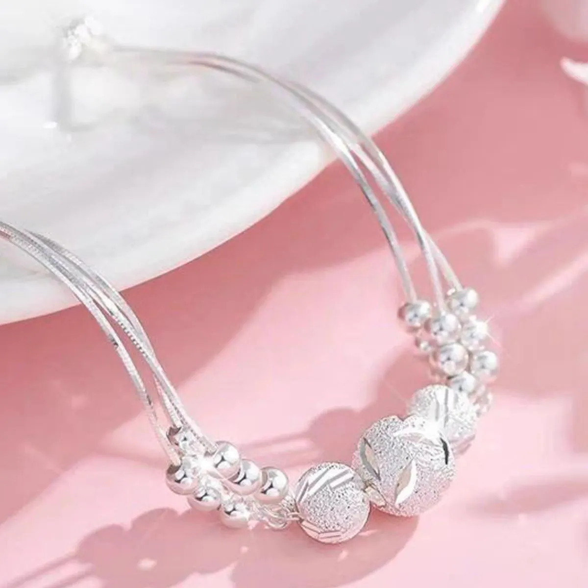 925 Sterling Silver Bead Chain Bracelet