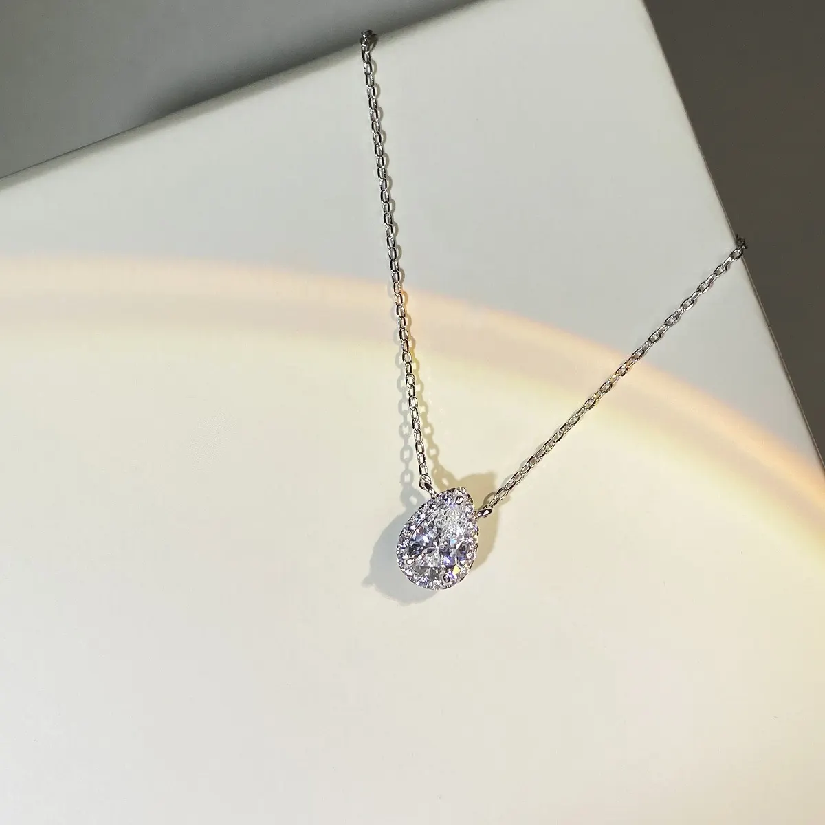 1.5 Carat 925 Sterling Silver Moissanite Teardrop Necklace